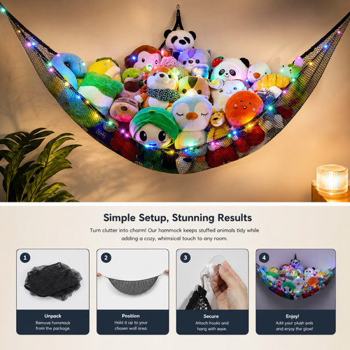 Stuffed animal hammock - hammock, led